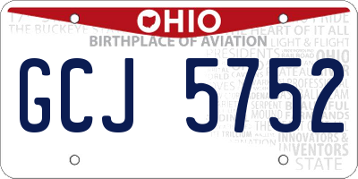 OH license plate GCJ5752