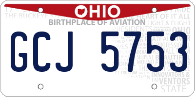 OH license plate GCJ5753