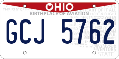 OH license plate GCJ5762