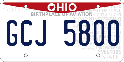 OH license plate GCJ5800