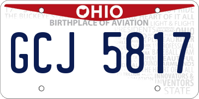 OH license plate GCJ5817