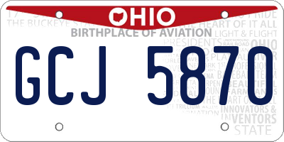 OH license plate GCJ5870