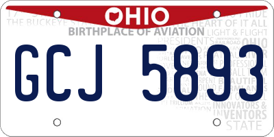 OH license plate GCJ5893