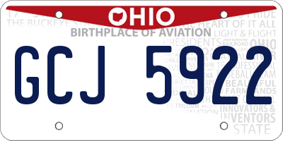 OH license plate GCJ5922
