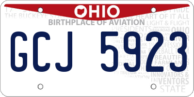 OH license plate GCJ5923