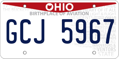 OH license plate GCJ5967