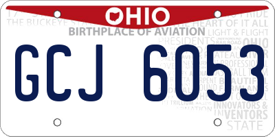 OH license plate GCJ6053