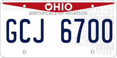 OH license plate GCJ6700