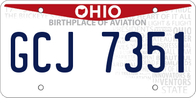 OH license plate GCJ7351