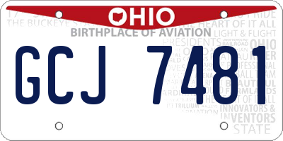 OH license plate GCJ7481