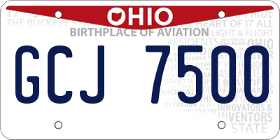 OH license plate GCJ7500