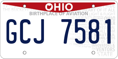 OH license plate GCJ7581