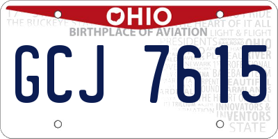 OH license plate GCJ7615
