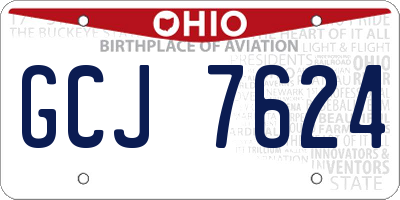 OH license plate GCJ7624