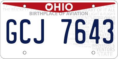 OH license plate GCJ7643