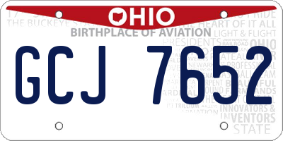 OH license plate GCJ7652