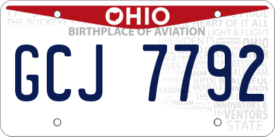 OH license plate GCJ7792