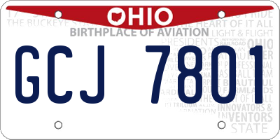 OH license plate GCJ7801
