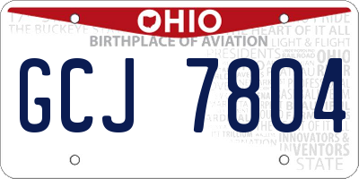OH license plate GCJ7804