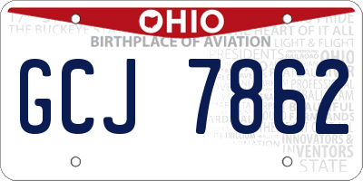 OH license plate GCJ7862