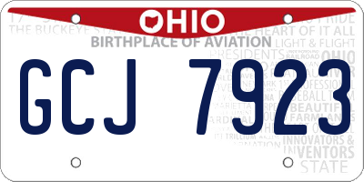 OH license plate GCJ7923