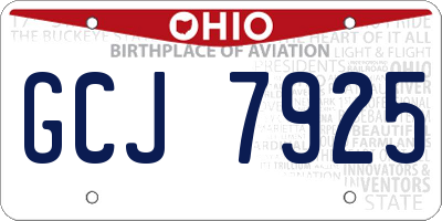 OH license plate GCJ7925