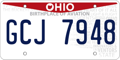OH license plate GCJ7948