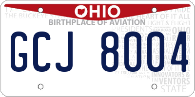 OH license plate GCJ8004