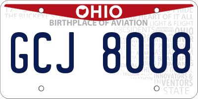 OH license plate GCJ8008