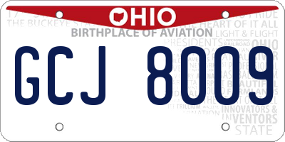 OH license plate GCJ8009
