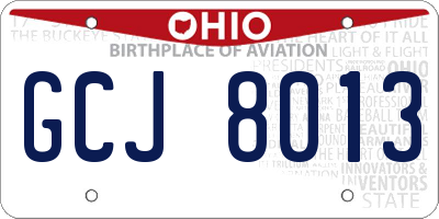 OH license plate GCJ8013