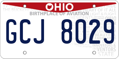 OH license plate GCJ8029