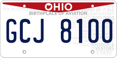 OH license plate GCJ8100