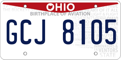 OH license plate GCJ8105