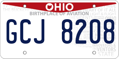 OH license plate GCJ8208