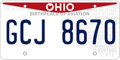 OH license plate GCJ8670