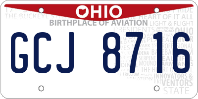 OH license plate GCJ8716