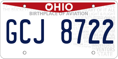 OH license plate GCJ8722