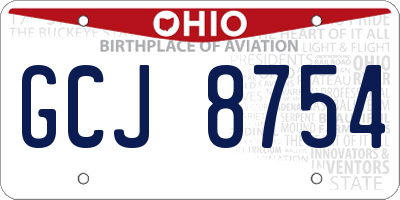 OH license plate GCJ8754