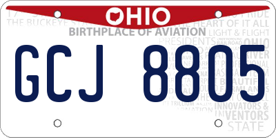 OH license plate GCJ8805