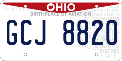 OH license plate GCJ8820