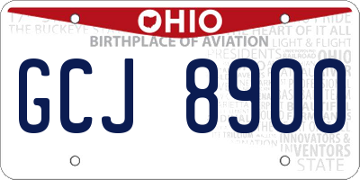 OH license plate GCJ8900