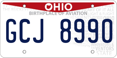 OH license plate GCJ8990
