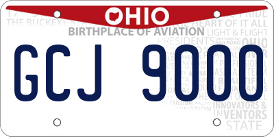 OH license plate GCJ9000