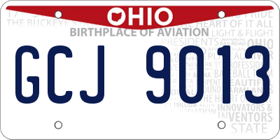 OH license plate GCJ9013