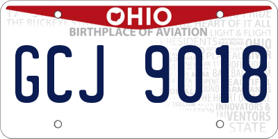 OH license plate GCJ9018