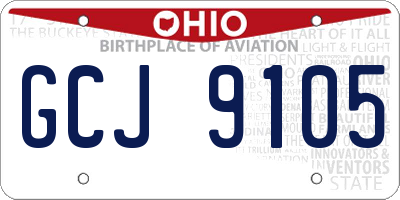 OH license plate GCJ9105
