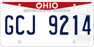 OH license plate GCJ9214