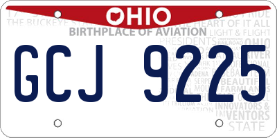OH license plate GCJ9225