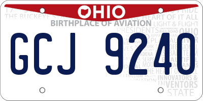 OH license plate GCJ9240